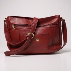 Stone & Company Red Leather Crossbody Shoulder Bag Purse Handbag Like New